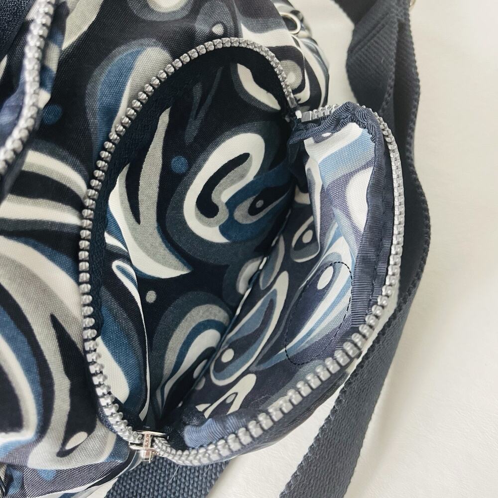 Kipling Gabbie Blue Eye Print Travel Crossbody Bag Purse Multi Pocket Monkey - Picture 10 of 14